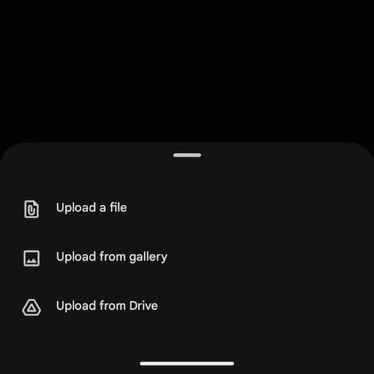 Gemini 앱 파일 올리기 선택 창 이미지