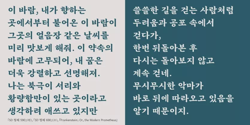 산돌에서 개발한 SD 정체 폰트 이미지입니다.