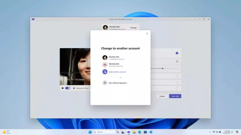 Microsoft Teams 계정 선택 화면입니다.